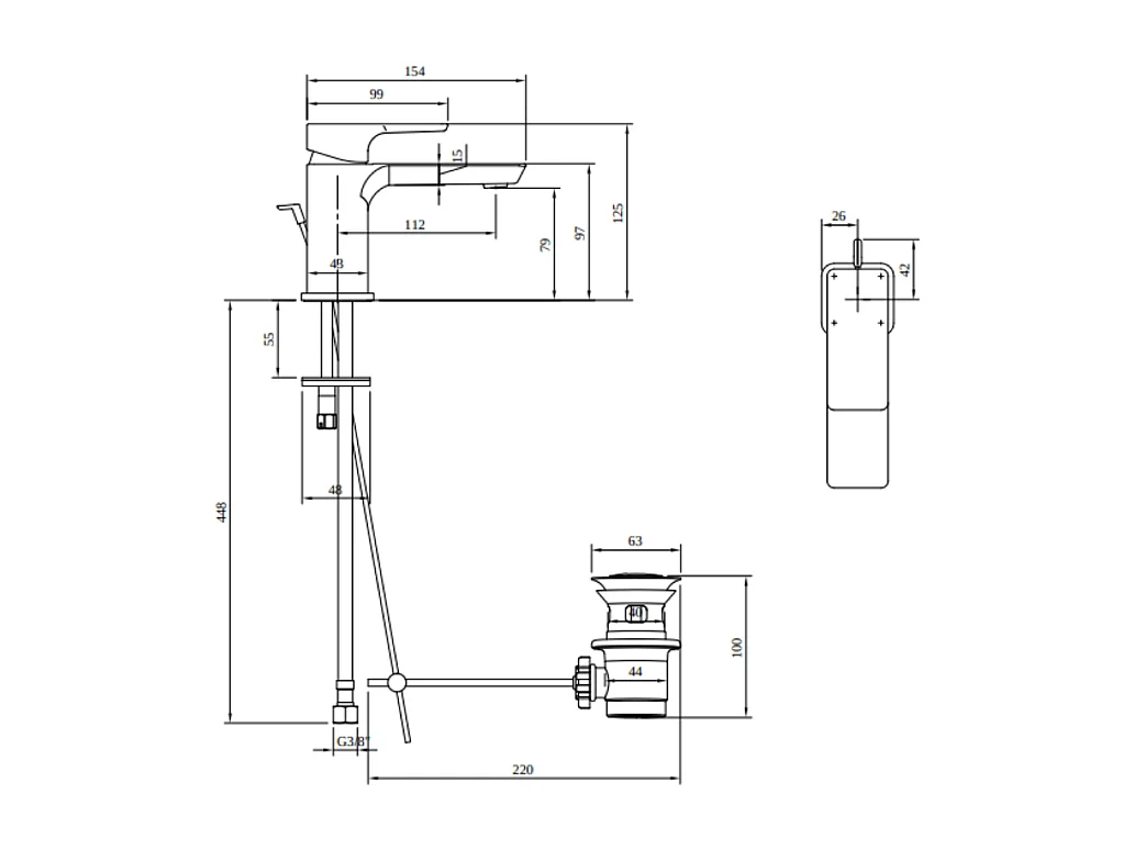 Mitigeur lavabo compact VILLEROY ET BOCH Subway 3.0 avec tirette Brushed Gold