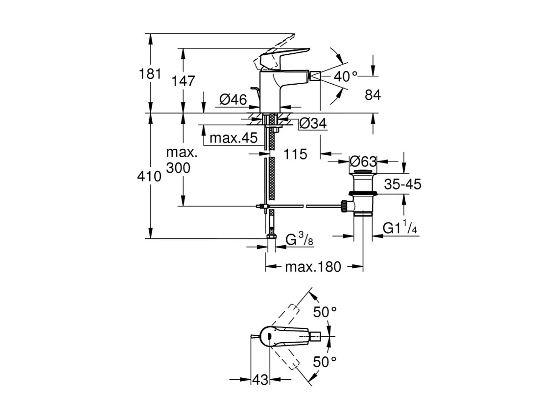 Mitigeur mécanique Bidet GROHE Start 2021 + microfibre