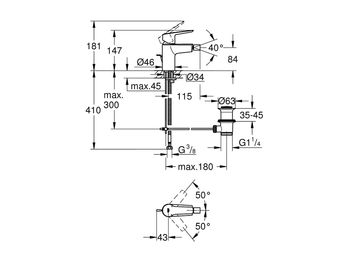 Mitigeur mécanique Bidet GROHE Start 2021 + microfibre