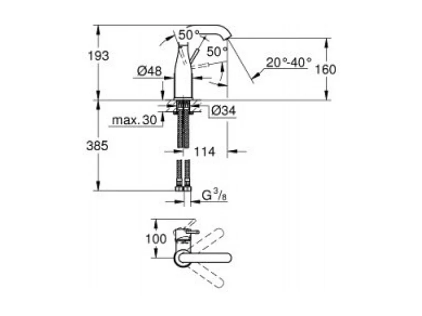 Mezclador de lavabo GROHE M Essence sin tirador
