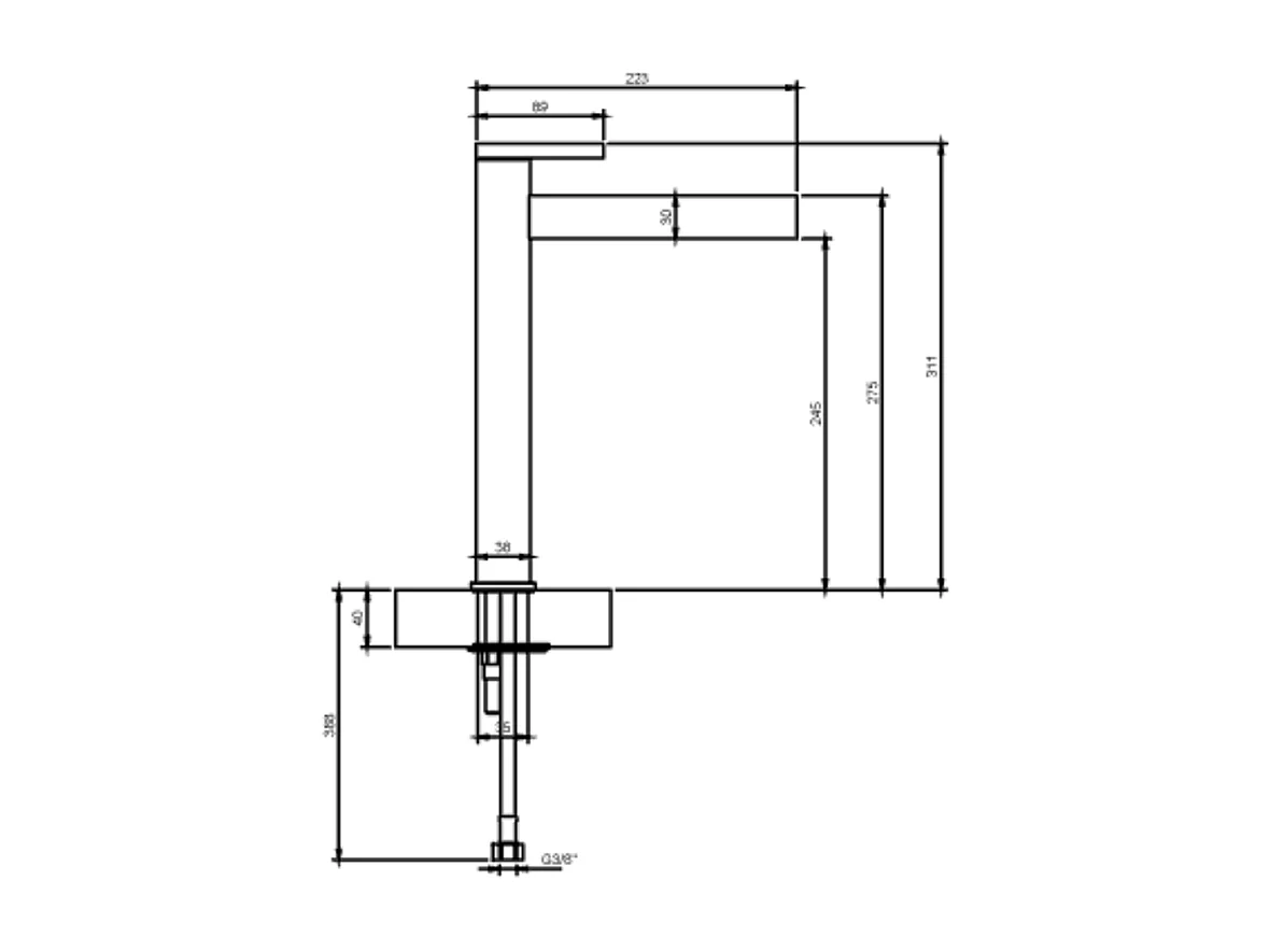 Mitigeur lavabo droit surélevé VILLEROY ET BOCH Dawn sans tirette Chrome