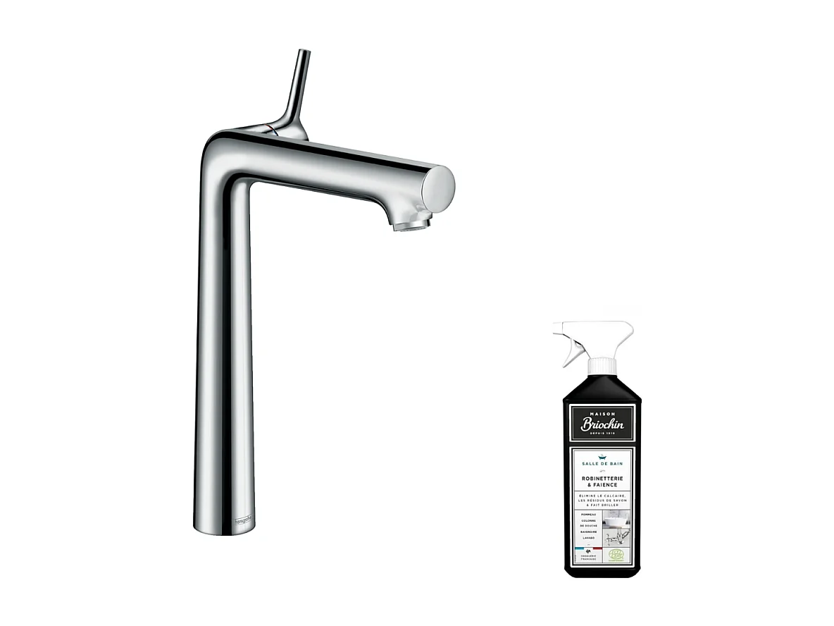 Mitigeur lavabo HANSGROHE250, avec tirette et vidage chrome + nettoyant Briochin