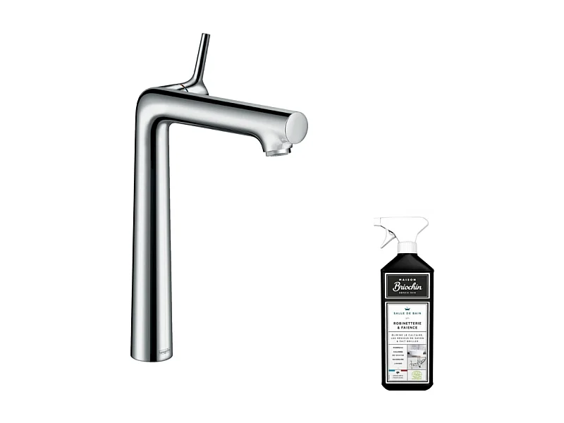 Mitigeur lavabo HANSGROHE250, avec tirette et vidage chrome + nettoyant Briochin