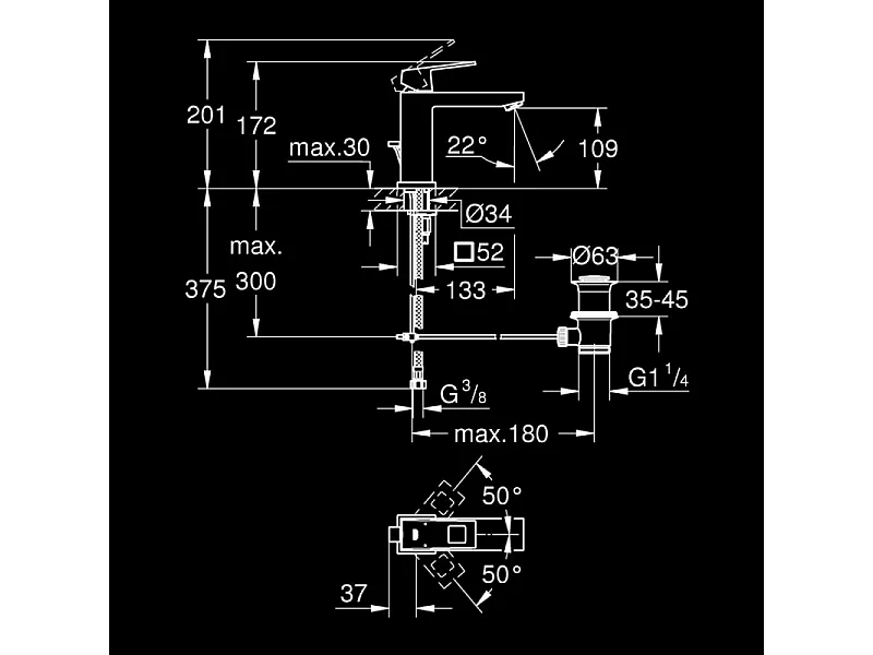 Lot de 2 mitigeurs lavabo GROHE Eurocube M