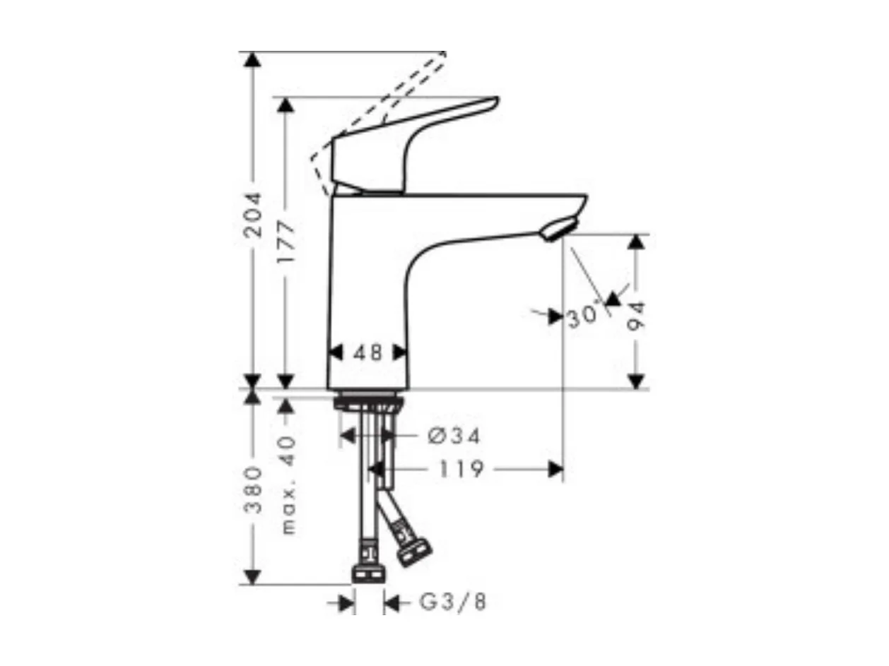 Mitigeur lavabo HANSGROHE 110 bas économie d'eau chrome + nettoyant Briochin