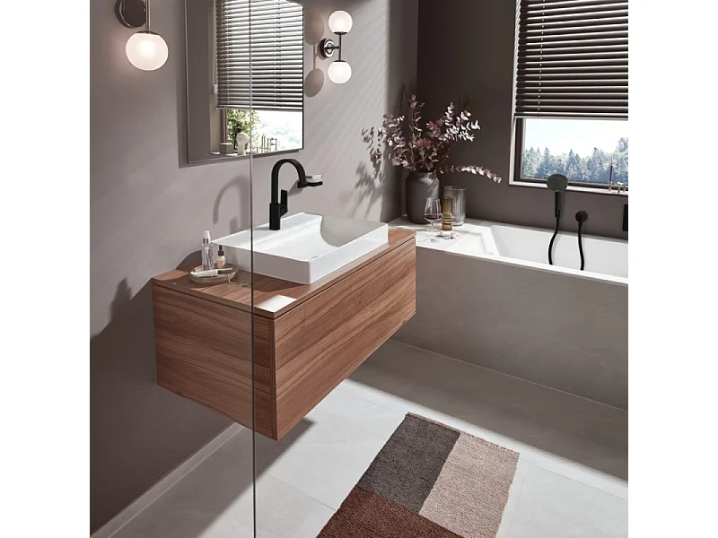 Mitigeur lavabo HANSGROHE 210 sans tirette ni vidage noir mat + nettoyant Briochin