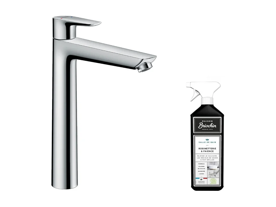 Mitigeur lavabo HANSGROHE Talis Select E 240 avec tirette et vidage chrome + nettoyant Briochin