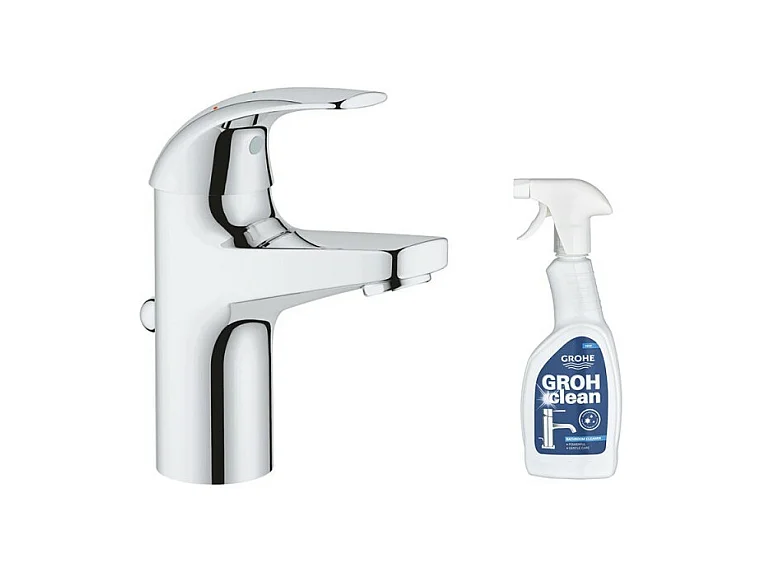 GROHE Mitigeur Start Curve taille S Chromé + nettoyant robinetterie GrohClean