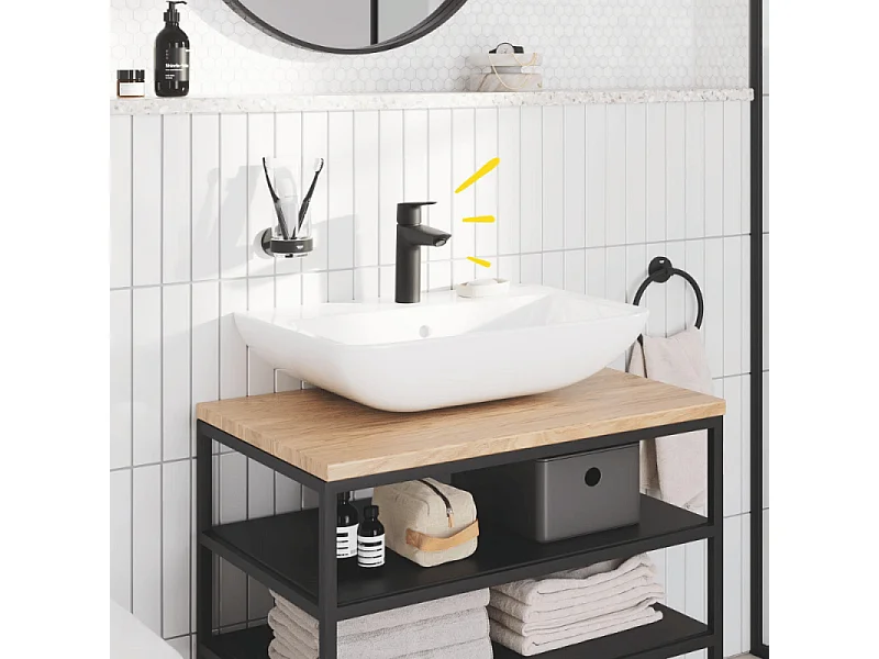 Mitigeur lavabo GROHE Start ouverture eau froide noir M + nettoyant GrohClean