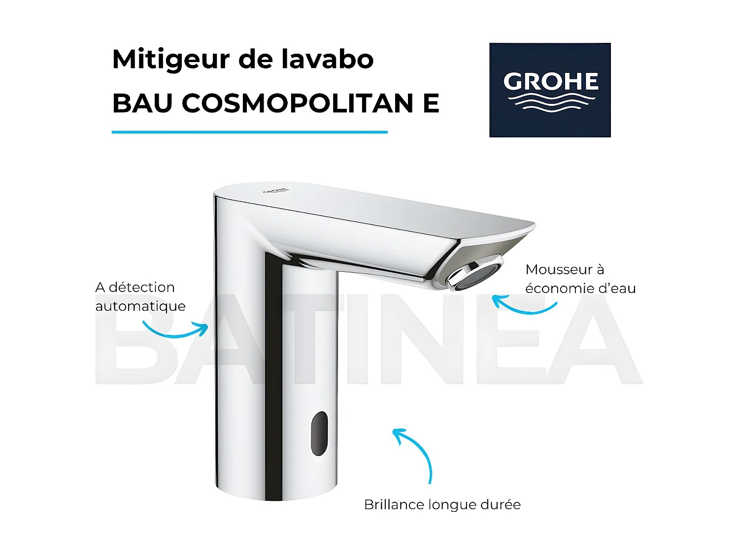 Robinet lavabo infrarouge monofluide GROHE Bau Cosmopolitan E