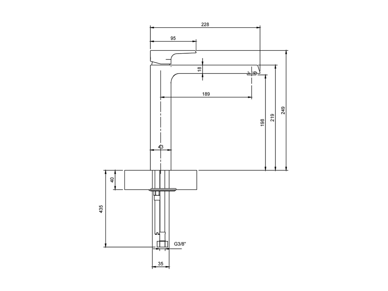 Mitigeur lavabo surélevée VILLEROY ET BOCH Liberty XL sans tirette Chrome