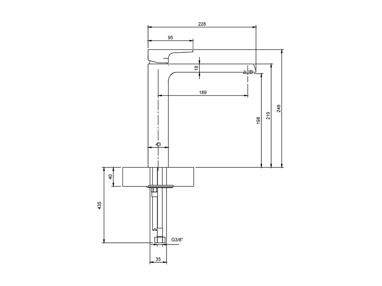 Mitigeur lavabo surélevée VILLEROY ET BOCH Liberty XL sans tirette Chrome