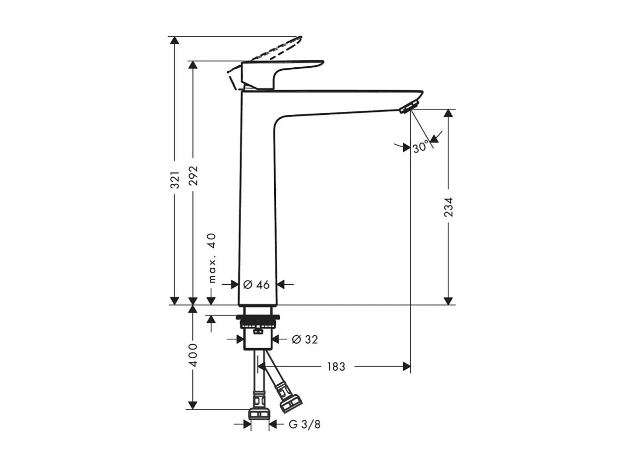 Lot de 2 Mitigeur de lavabo 240, sans tirette ni vidage noir mat Hansgrohe x2
