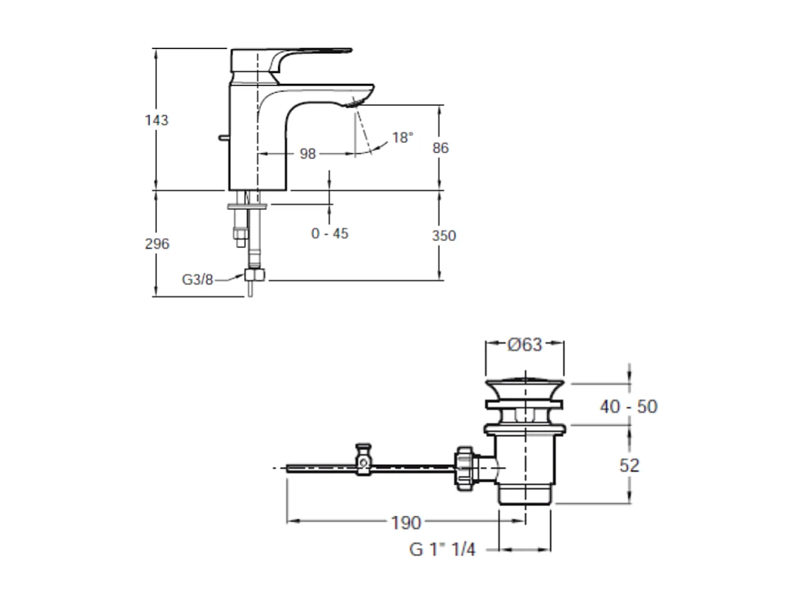 Mitigeur lavabo JACOB DELAFON Aleo+ sans tirette + nettoyant Briochin