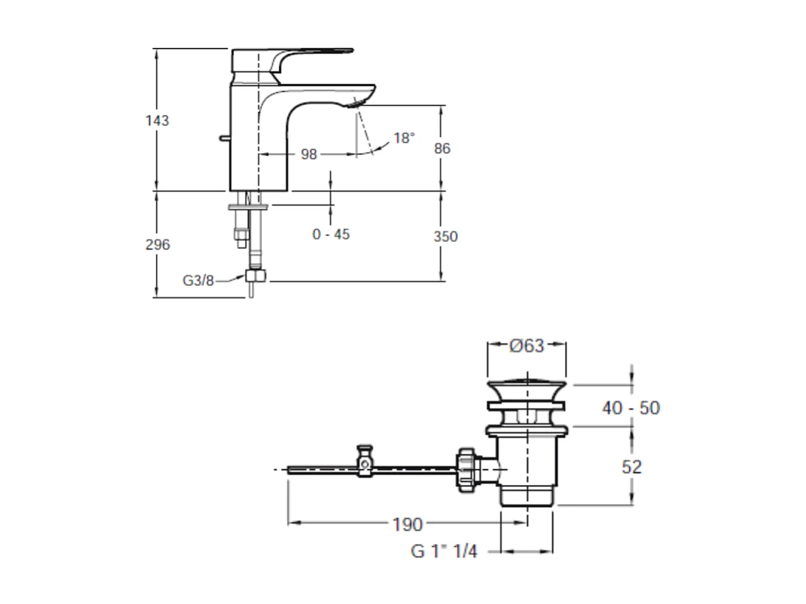 Mitigeur lavabo JACOB DELAFON Aleo+ sans tirette + nettoyant Briochin