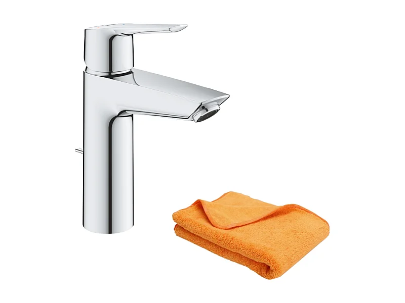 Mitigeur lavabo GROHE Quickfix Start 2021 avec tirette et vidage taille M + microfibre