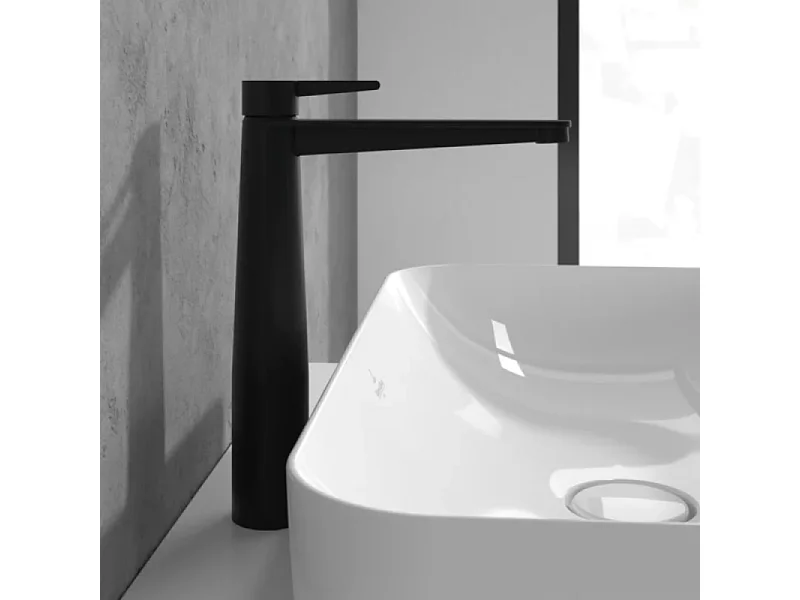 Mitigeur lavabo surélevé VILLEROY ET BOCH Conum avec vidage Push Open Noir mat