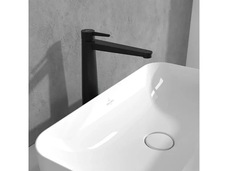 Mitigeur lavabo surélevé VILLEROY ET BOCH Conum avec vidage Push Open Noir mat