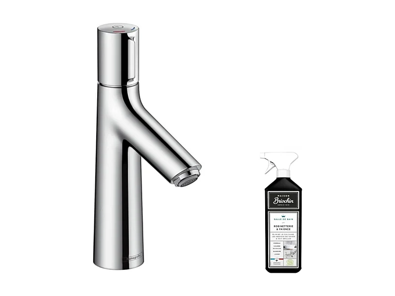 Mitigeur lavabo HANSGROHE 100, sans tirette ni vidage chrome + nettoyant Briochin