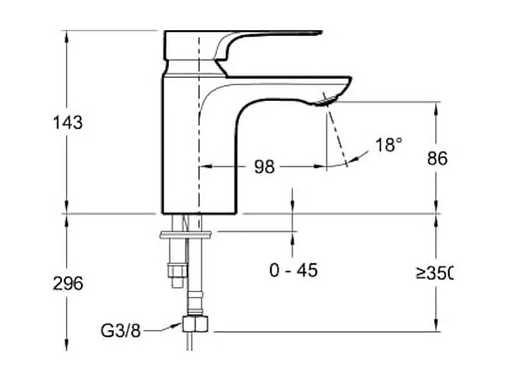 Mitigeur lavabo JACOB DELAFON Aleo+ sans tirette