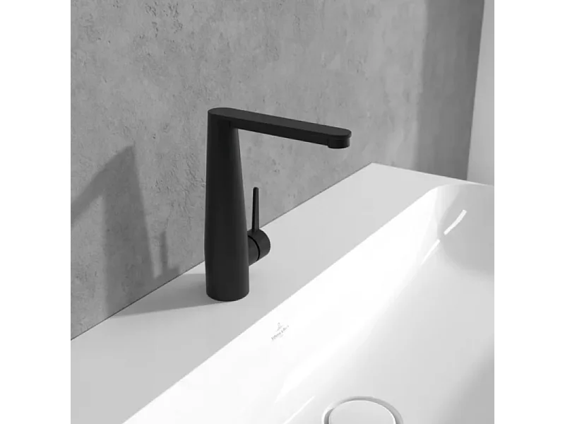 Mitigeur lavabo VILLEROY ET BOCH Conum ouverture côté avec vidage Push Open Noir mat