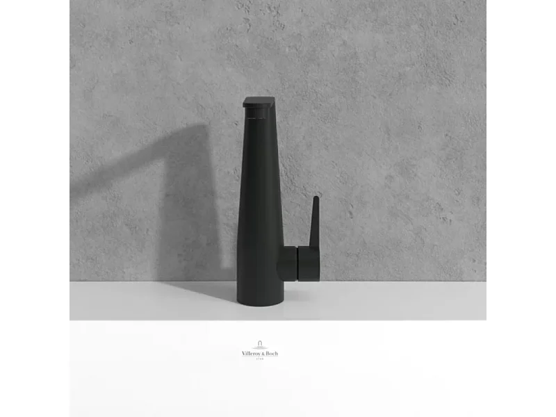 Mitigeur lavabo VILLEROY ET BOCH Conum ouverture côté avec vidage Push Open Noir mat