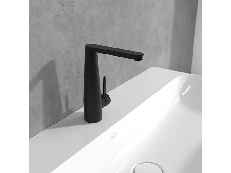 Mitigeur lavabo VILLEROY ET BOCH Conum ouverture côté avec vidage Push Open Noir mat