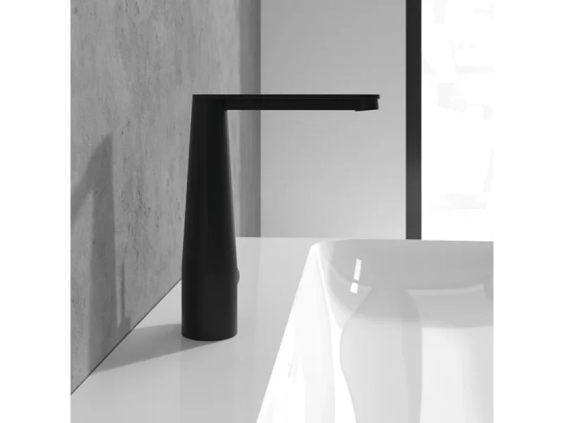 Mitigeur lavabo VILLEROY ET BOCH Conum ouverture côté avec vidage Push Open Noir mat
