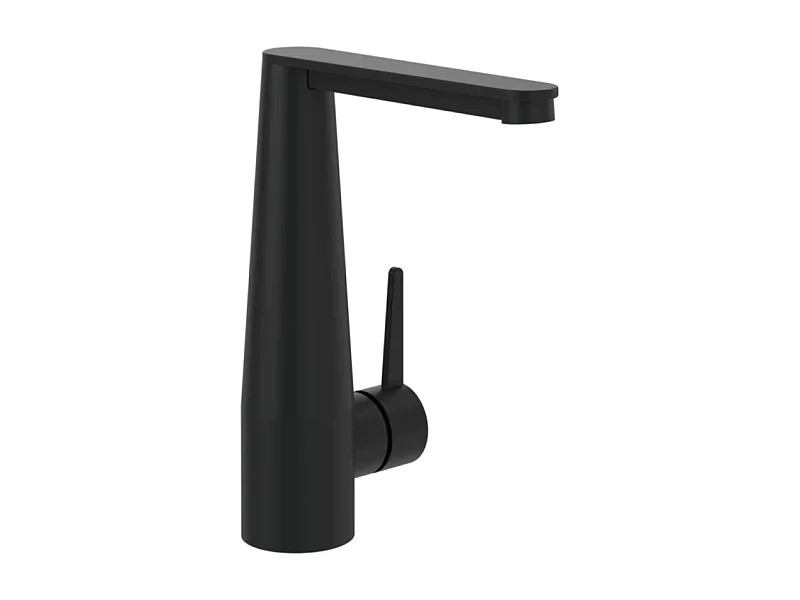 Mitigeur lavabo VILLEROY ET BOCH Conum ouverture côté avec vidage Push Open Noir mat