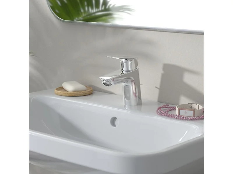 HANSGROHE Mezclador de lavabo Logis 70 con desagüe extraíble y desagüe de metal cromado