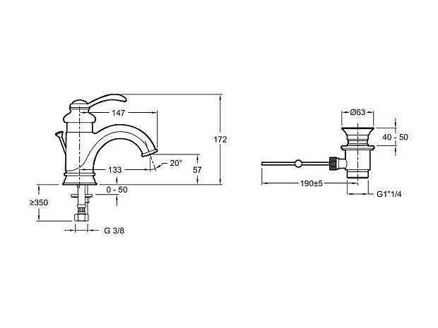 Mitigeur lavabo retro JACOB DELAFON Fairfax