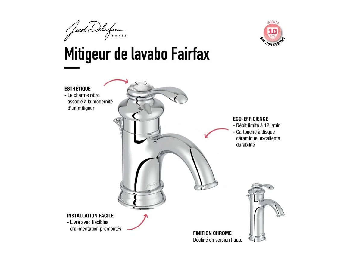 Mitigeur lavabo retro JACOB DELAFON Fairfax