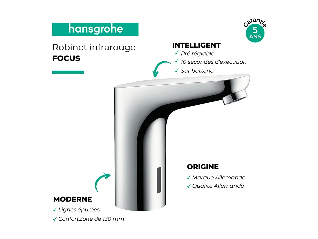 Mitigeur lavabo infrarouge HANSGROHE + nettoyant Briochin