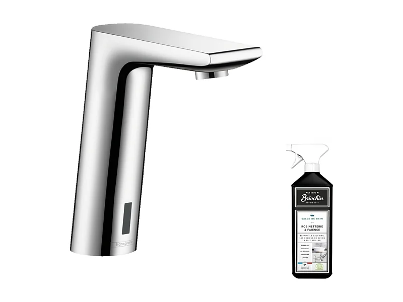 Mitigeur lavabo infrarouge HANSGROHE Metris S chrome + nettoyant Briochin