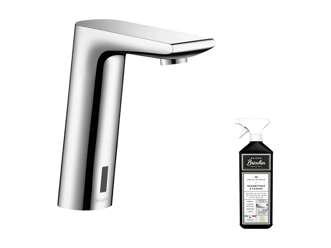 Mitigeur lavabo infrarouge HANSGROHE Metris S chrome + nettoyant Briochin