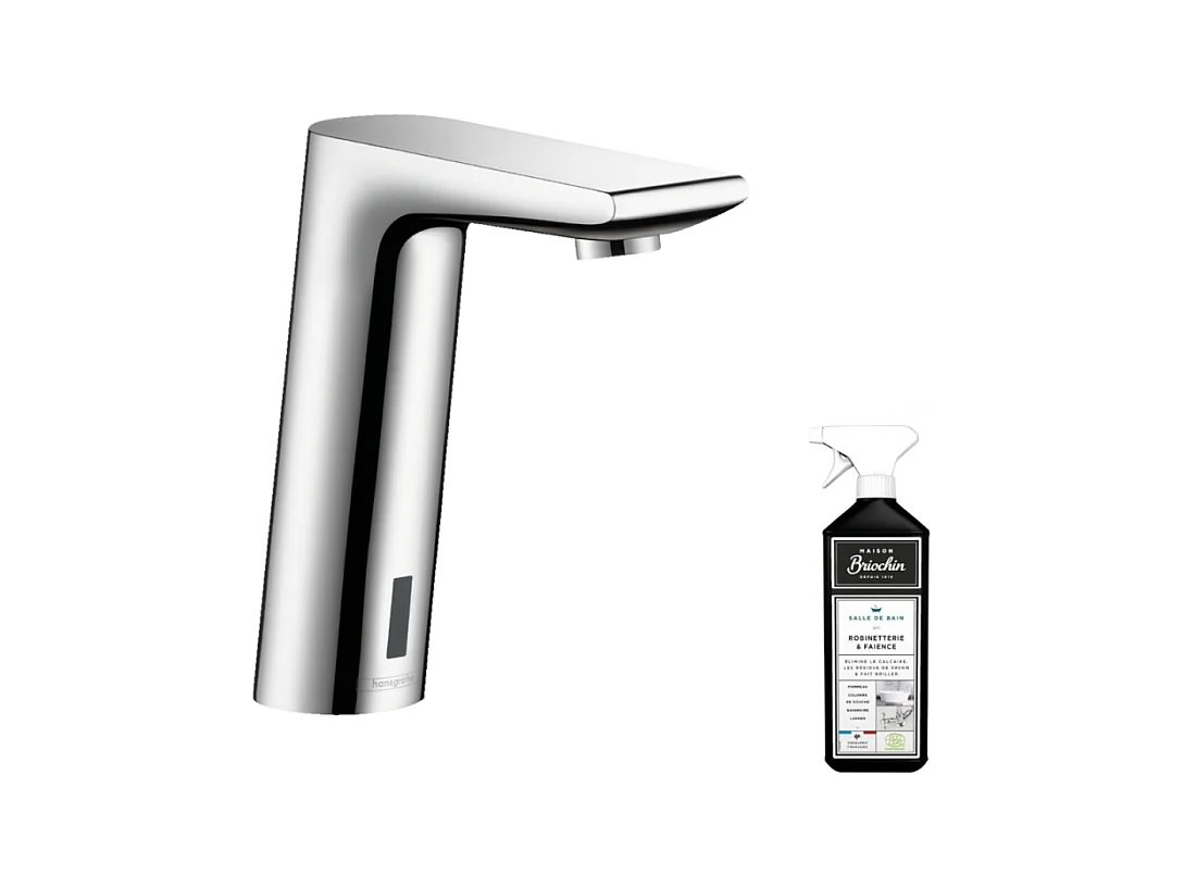 Mitigeur lavabo infrarouge HANSGROHE Metris S chrome + nettoyant Briochin