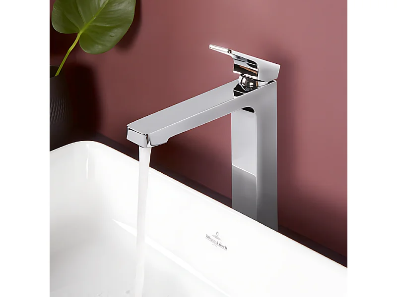 Mitigeur lavabo surélevé VILLEROY ET BOCH Architectura Square avec vidage Push Open Chrome