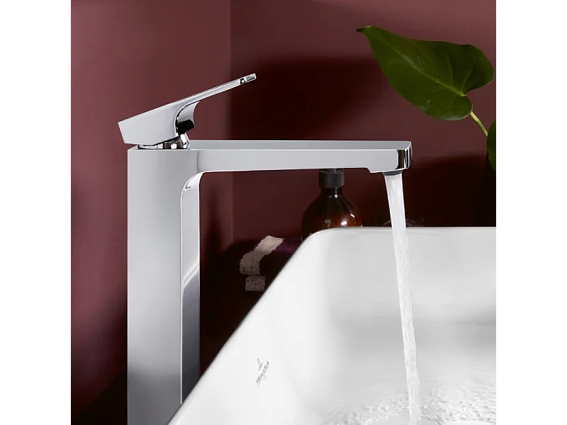Mitigeur lavabo surélevé VILLEROY ET BOCH Architectura Square avec vidage Push Open Chrome