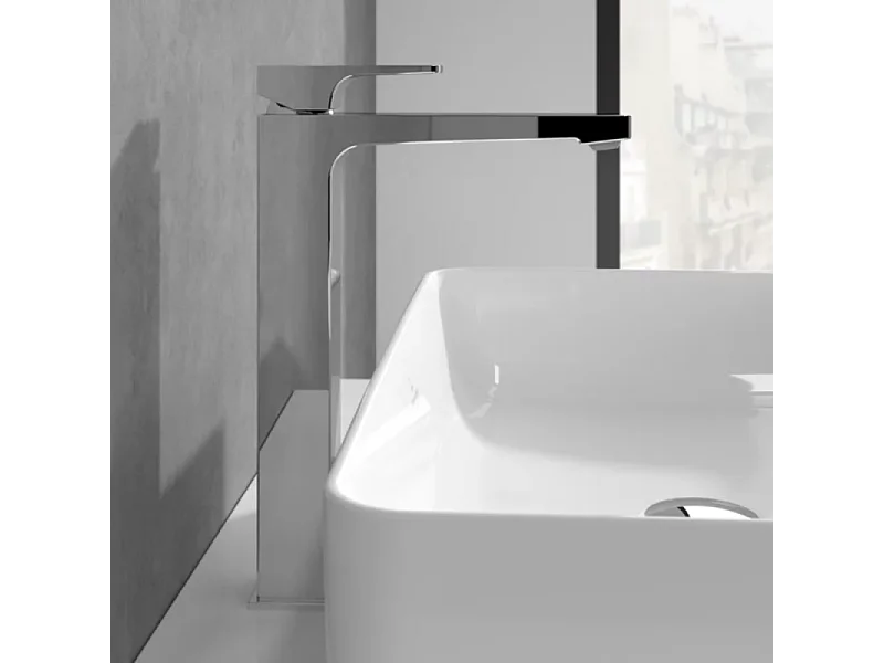 Mitigeur lavabo surélevé VILLEROY ET BOCH Architectura Square avec vidage Push Open Chrome