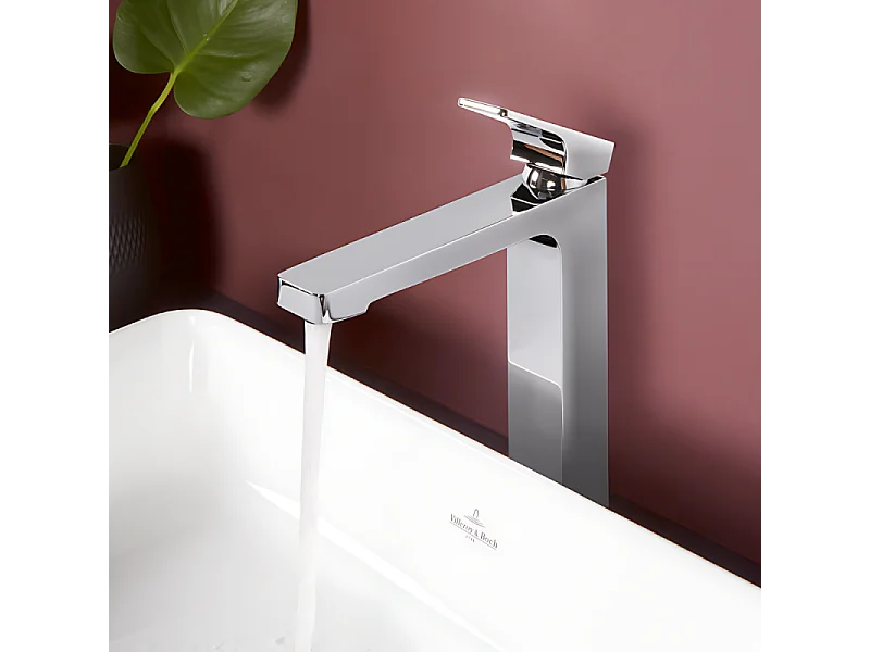 Mitigeur lavabo surélevé VILLEROY ET BOCH Architectura Square avec vidage Push Open Chrome