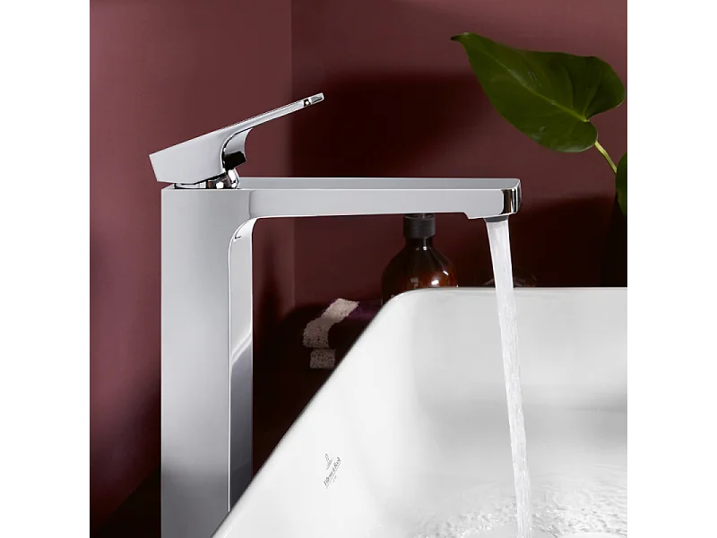 Mitigeur lavabo surélevé VILLEROY ET BOCH Architectura Square avec vidage Push Open Chrome