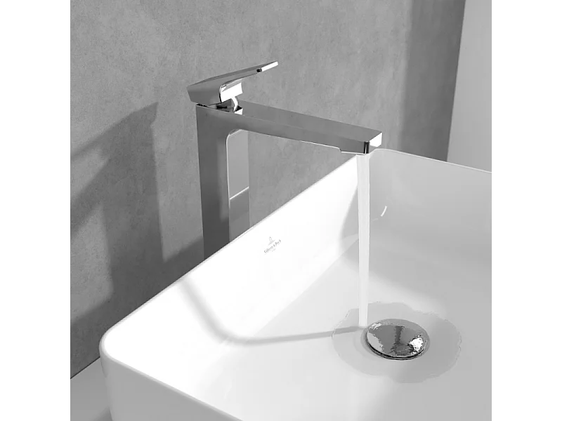 Mitigeur lavabo surélevé VILLEROY ET BOCH Architectura Square avec vidage Push Open Chrome