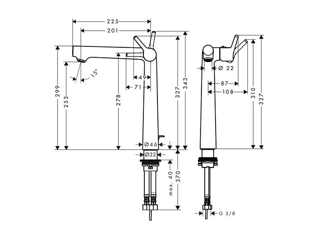 Mitigeur lavabo HANSGROHE Talis S 250 avec tirette et vidage