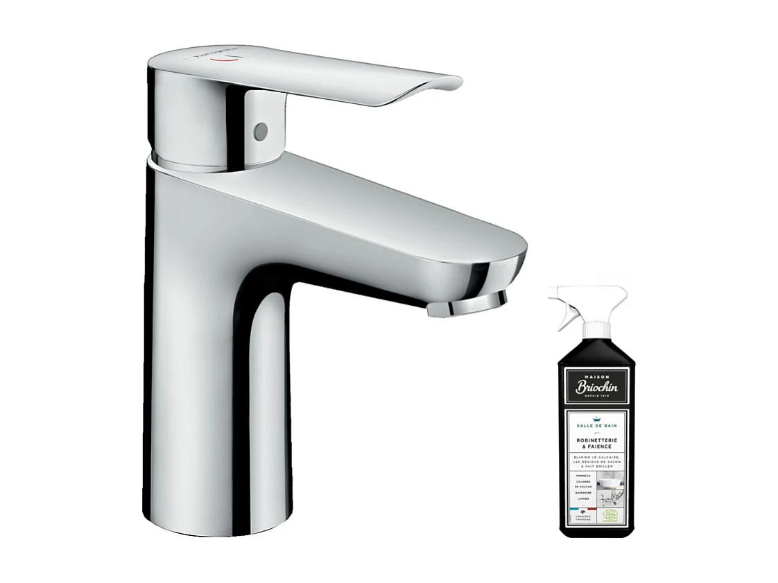 Mitigeur lavabo HANSGROHE 100 CoolStart, avec tirette et vidage chrome + nettoyant Briochin