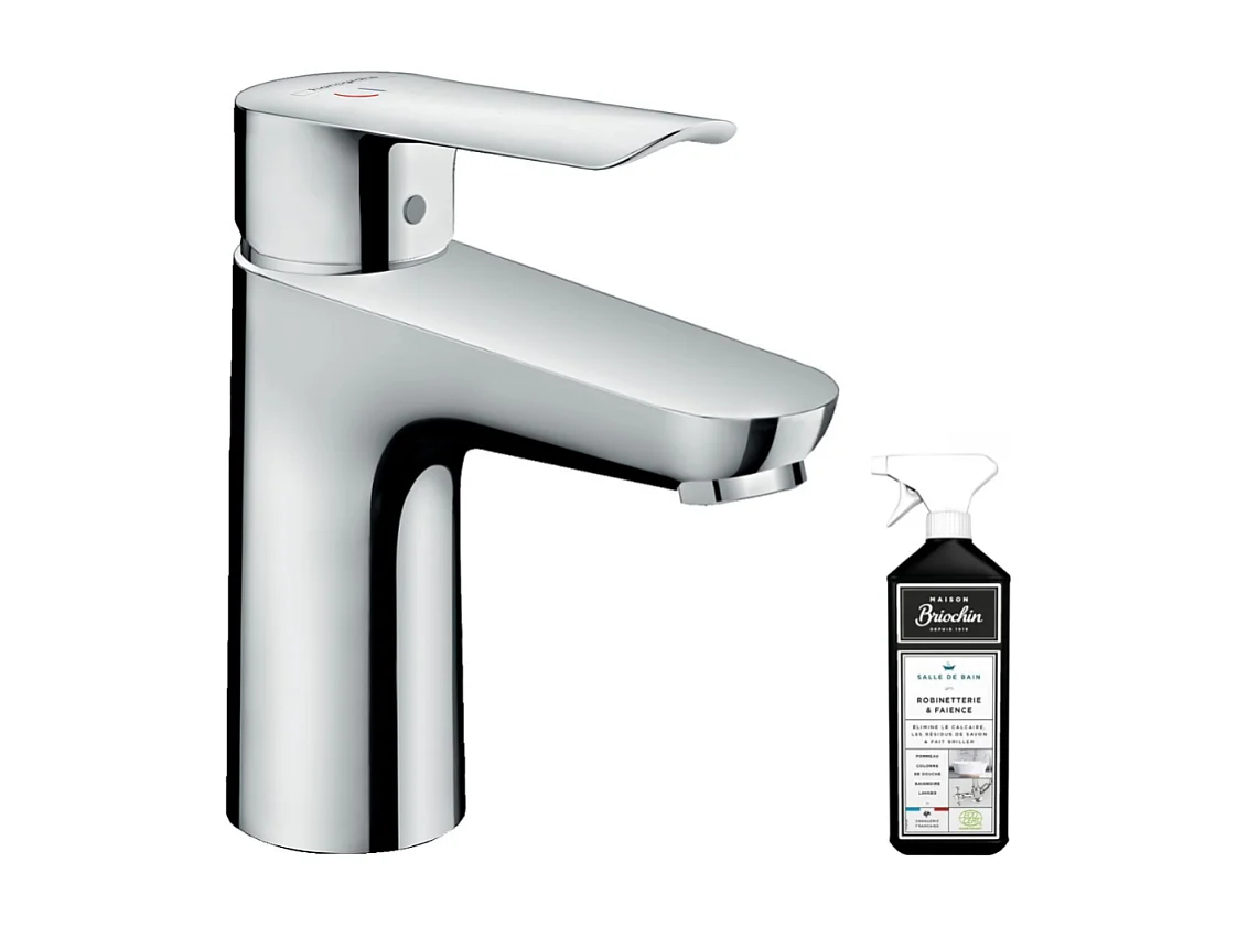 Mitigeur lavabo HANSGROHE 100 CoolStart, avec tirette et vidage chrome + nettoyant Briochin