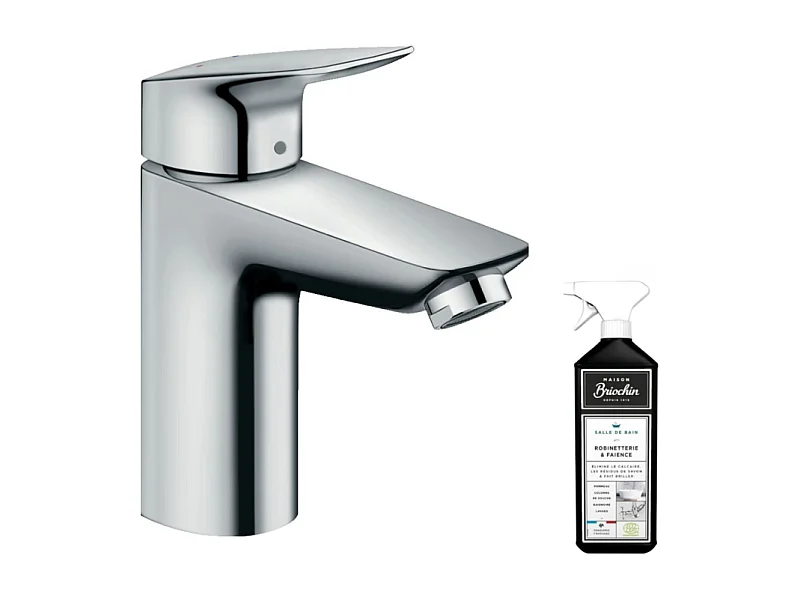 Mitigeur lavabo HANSGROHE Logis 100 avec tirette et vidage chrome + nettoyant Briochin
