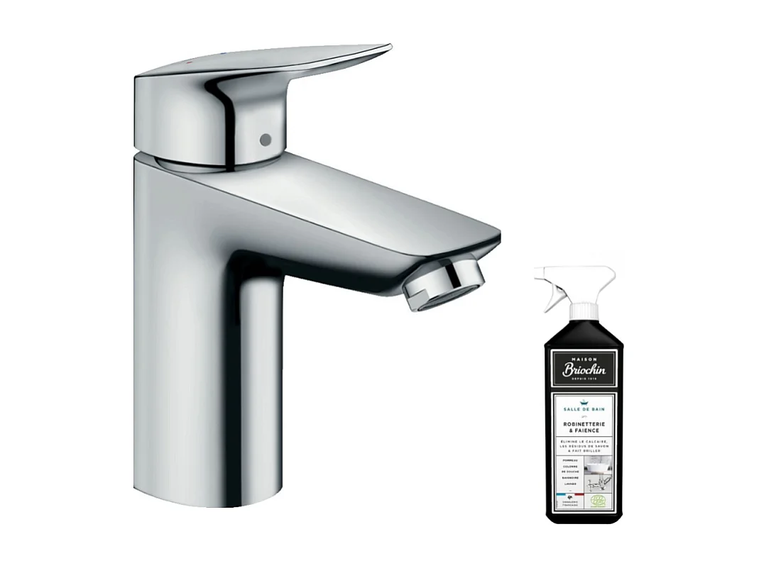 Mitigeur lavabo HANSGROHE Logis 100 avec tirette et vidage chrome + nettoyant Briochin