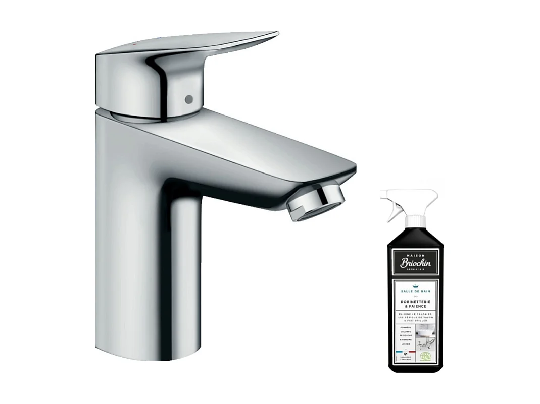 Mitigeur lavabo HANSGROHE Logis 100 avec tirette et vidage chrome + nettoyant Briochin