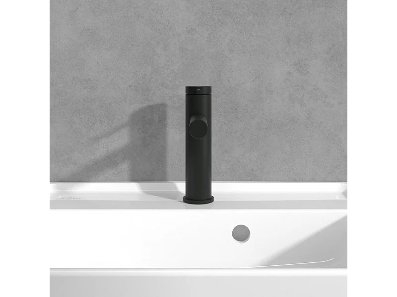 Mitigeur lavabo VILLEROY ET BOCH Loop & Friends sans tirette Noir mat