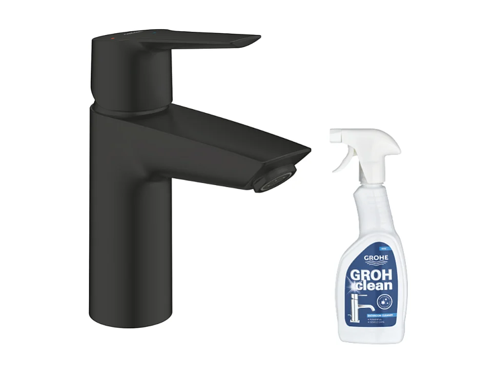 Mitigeur lavabo GROHE Start ouverture eau froide noir S + nettoyant GrohClean